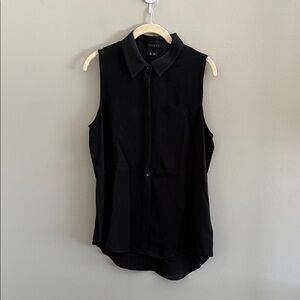 Theory Black Sleeveless 100% Silk Sleeveless Blouse